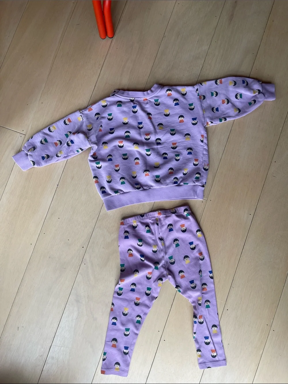 Bobo Choses Lavender Pajama Set with Colorful Character Print